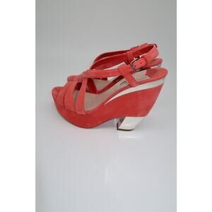 Miu Miu Suede Open Toe Strappy Slingback Platform Sandals Pink Women's Size 39